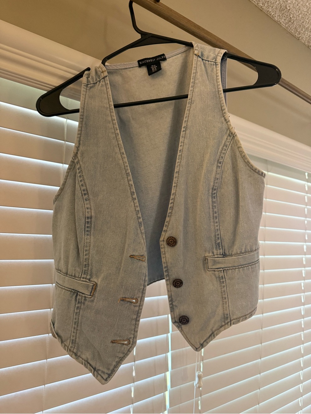 Sincerely Jules Light Wash Blue Denim Vest